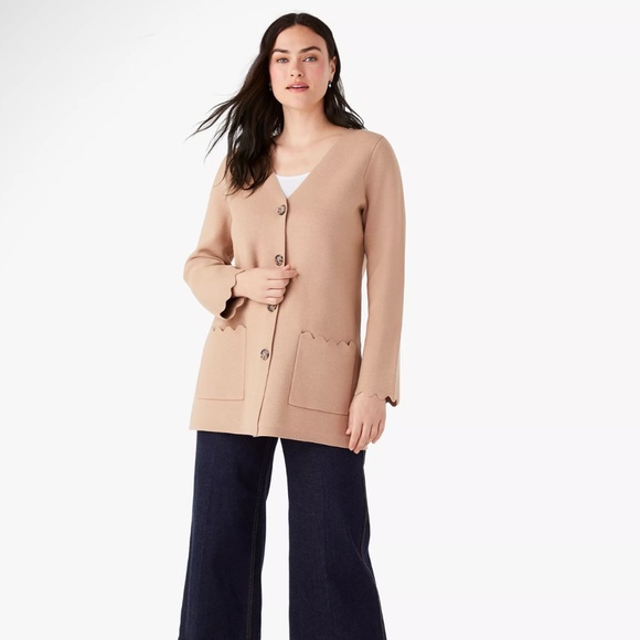 NWT Kate Spade Scalloped Sweater Blazer / Size S / Black - Picture 2 of 7